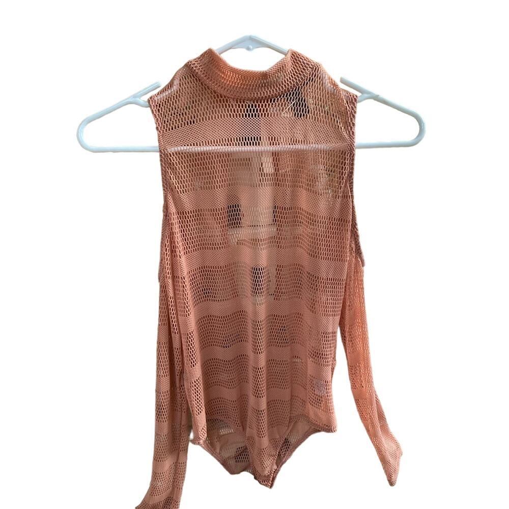NWT Forever 21 Blush Sexy Fishnet Bodysuit M